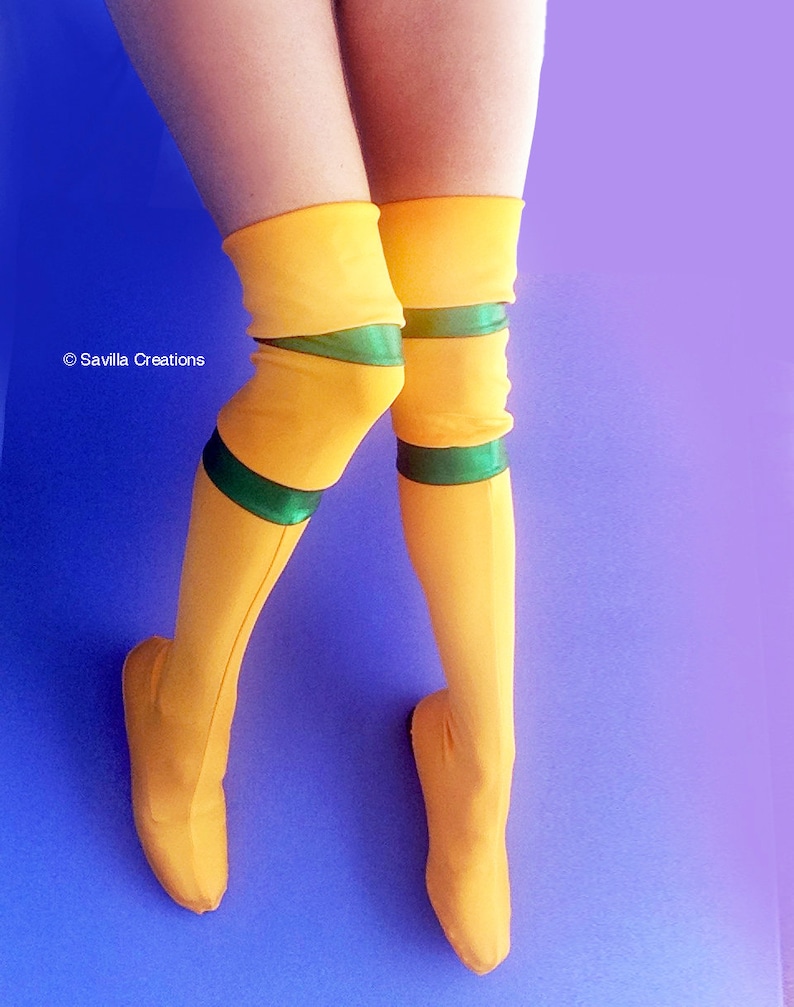 Yellow Thigh High Boots. Bootlet shoe covers. Handmade original image 4