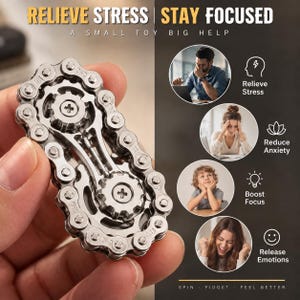 Mechanical Gear Fidget Spinner, Metal Chain EDC Gadget, Stress Relief Toy, Pocket Sensory Spinner