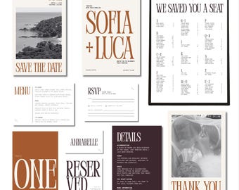 Big News Complete Wedding Stationery Bundle | Cinnamon & Wine | Editable Canva Wedding Templates