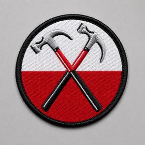 Crossed Hammers Embroidered Patch, Retro Rock Badge, Psychedelic Wall Art Applique, Iron On Sew On Design for Jackets, Vests