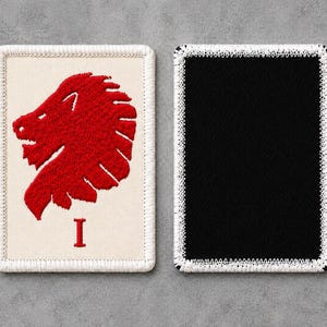 Red Lion Embroidered Patch, Military Style Emblem, Iron On Sew On Badge, Hook Loop Applique, Uniform Clothing Accessory