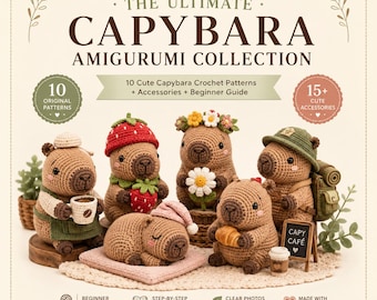 Capybara Crochet Pattern Bundle, Amigurumi Crochet Pattern PDF, Animal Crochet Patterns, Cute Capybara Plush Patterns, PDF Download