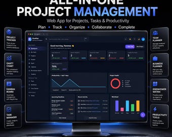 Project Management Web App | Project Tracker, Gantt Chart, Kanban Board, Task Manager, Team Planner, Business Planner and Productivity Tool
