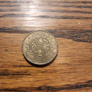 1945  AH1364 Tunisia  2 Franc  *inv