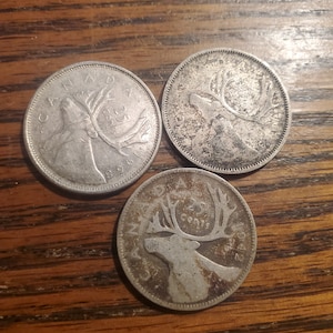 Canada 25 Cent  SILVER Lot of 3   1942/53/68
