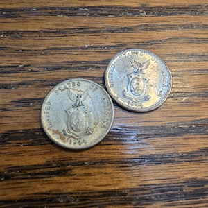 1944 Filipiny 20 Centavo partia 2 SREBRNYCH monet
