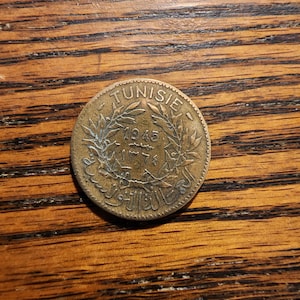 1945  AH1364 Tunisia  2 Franc