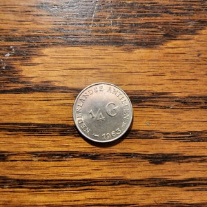 1963 Netherlands Antilles 1/4  Gulden  AU  SILVER