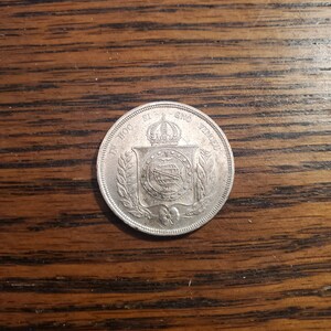 1865 Brazil 500 Reis  SILVER  AU