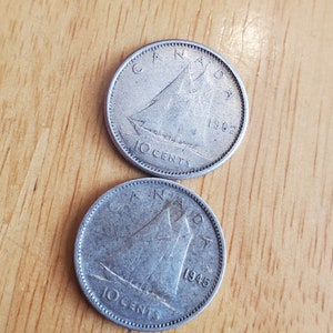 Canada 10 Cent Lot of 2  SILVER 1945 & 62