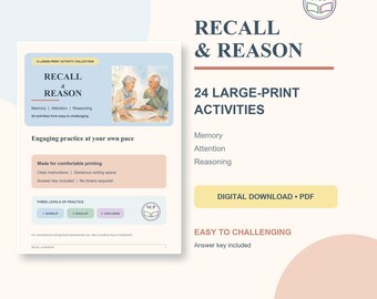Large Print Activity Book: Memory, Attention, Reasoning (Digital Download PDF)