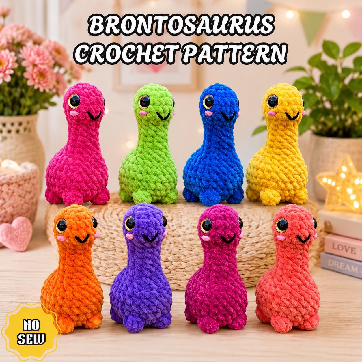 30 Brontosaurus Crochet Patterns for Cute Dino Gifts, Nursery Decor, and Plushies 30 Brontosaurus Crochet Pattern, No-Sew Amigurumi Dinosaur Plushie