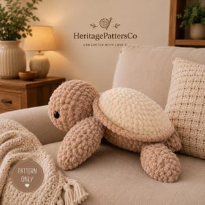 Crochet Turtle Pattern Amigurumi PDF Download Stuffed Baby Animal Plushie Easy Beginner Friendly