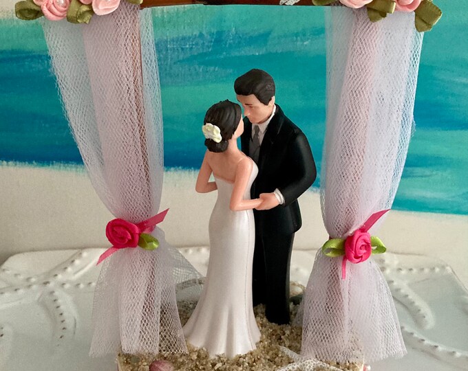 Arch Pergola Bride and Groom Beach Wedding Cake Topper - Etsy