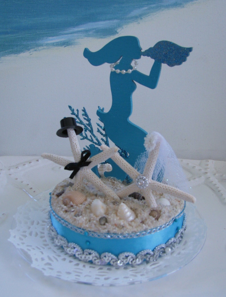 Mermaid Wedding Cake Topper Starfish Wedding Cake Topper
