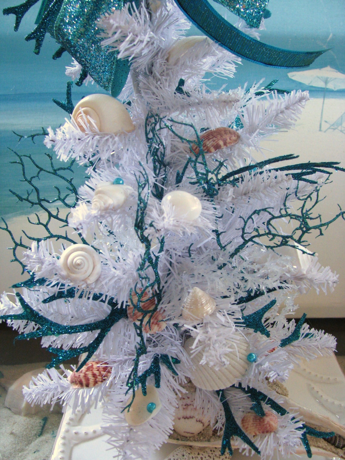 Seashell Coral Christmas Tree in a Whelk Shell Starfish Etsy