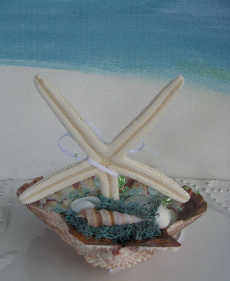 Seashell Starfish Wedding Ring Holderbeach Wedding Ring Etsy