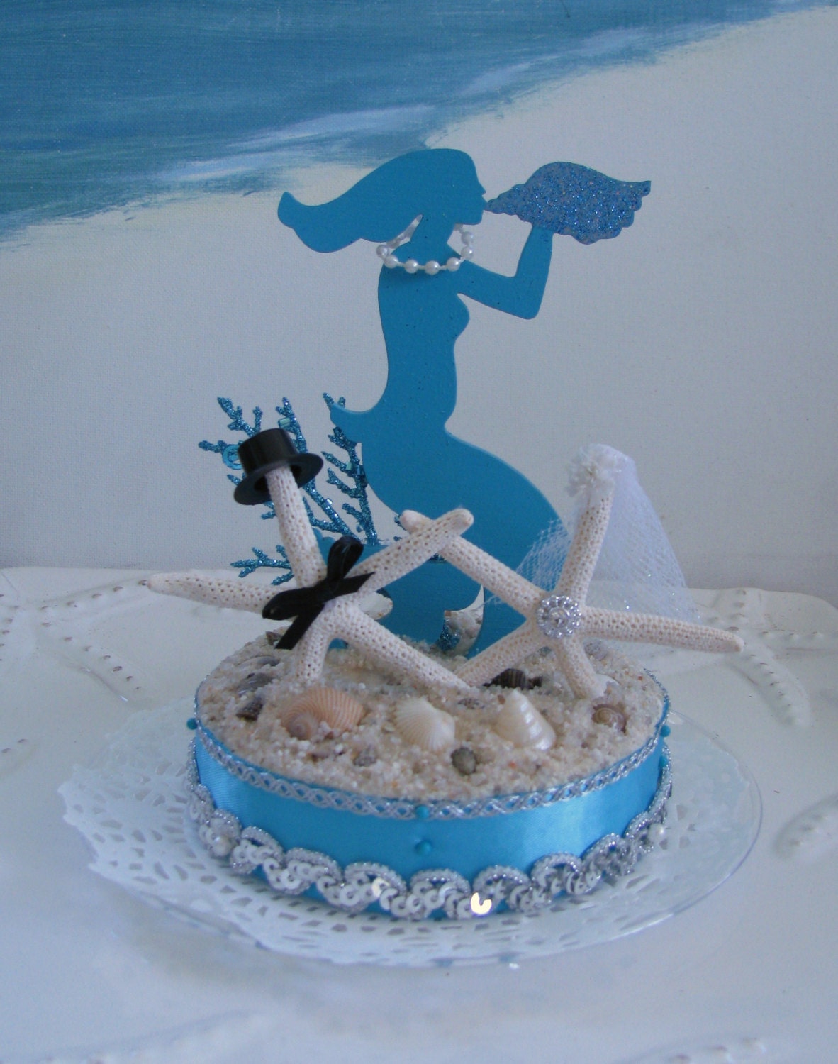 Mermaid Wedding Cake Topper Starfish Wedding Cake Topper | Etsy