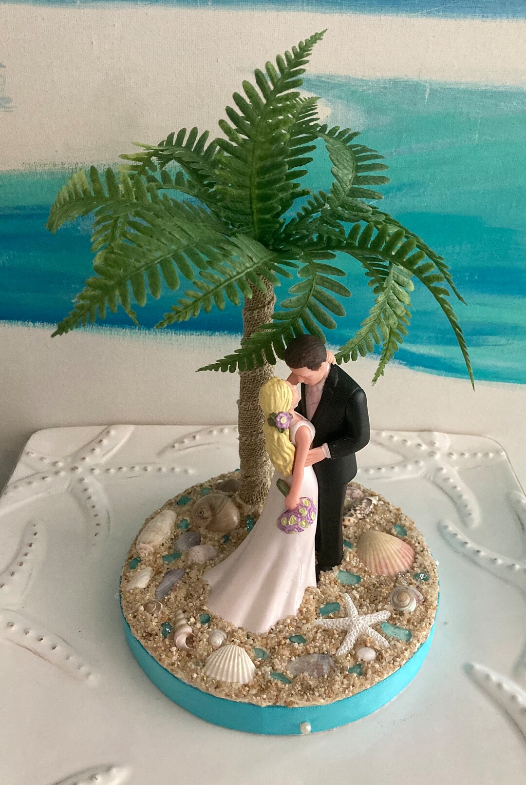 Palm Tree Wedding Cake Topper Bride & Groom Cake Topper Etsy