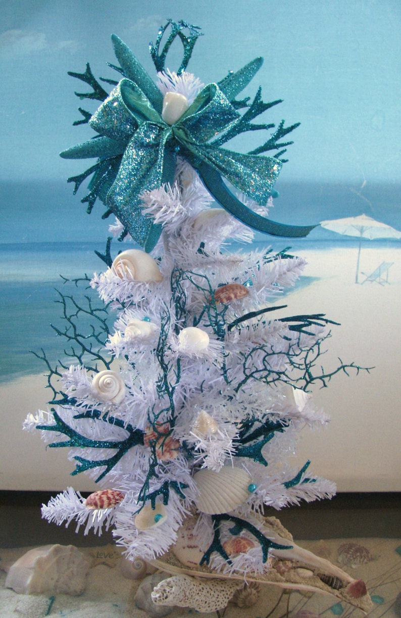 Seashell Coral Christmas Tree in a Whelk Shell Starfish Etsy