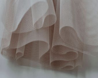 Mink Brown Grey Taupe Soft Tulle Veiling Fabric 150cm wide -  Sold by the metre