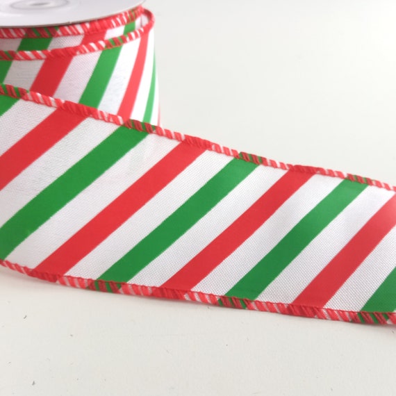 Wire Edge Ribbon: 63mm: Candy Stripe (per metre) Wire Edge Ribbon: 63mm: Candy Stripe (per metre)
