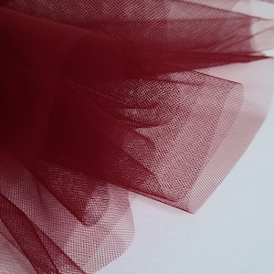 Berry Burgundy Fine Tulle fabric 300cm wide - Per metre - net suitable for underskirt, veil, pleating & ruching Manufactured in the UK image 1