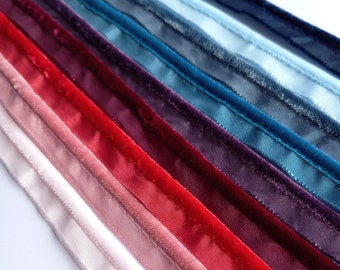 Weiche Samtschnur mit 5 mm Durchmesser - helle Farben - Navy, Petrol, Lila, Rot, Denim-Blau, Baby-Blau, Pink - Meterware