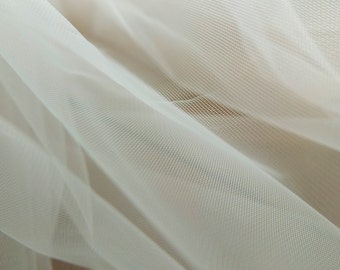 Super fine soft ivory off white colour illusion tulle fabric 150cm wide - very delicate mesh - sold by the metre - underskirt, veil (H2)