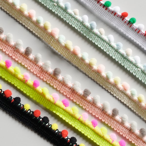 Mini Pom Pom Bobble Trim - Pastel neon & bright colours - Per metre