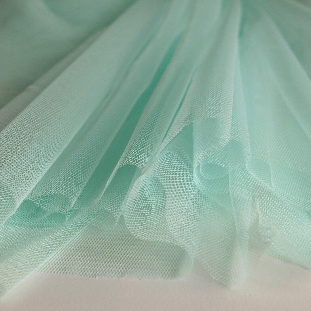 Pastel Mint Green Soft Tulle Fabric 150cm Wide Evening / Special ...