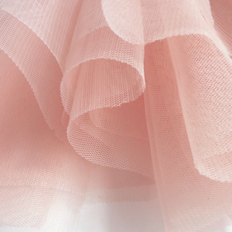 Blush Pastel Peach Soft Tulle Veiling Fabric 150cm wide Sold by the metre H2 image 1