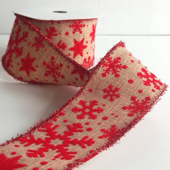 Wired Snowflake Tinsel Ribbon: 63mm Wired Snowflake Tinsel Ribbon: 63mm