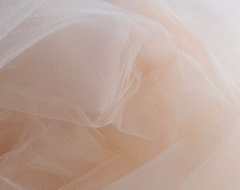 Champagne Pastel Peach Fine Tulle fabric 300cm wide - sold by the metre - net suitable for underskirt, pleating & ruching UK SELLER (F2)