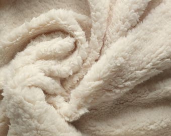 Rich Cream Coloured Luxury Sherpa Fleece Fabric - Soft, Cuddly Texture - 150cm wide