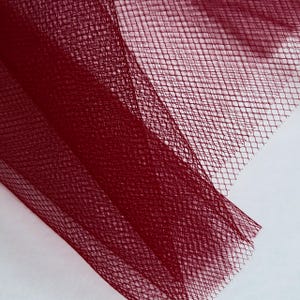 Berry Burgundy Fine Tulle fabric 300cm wide - Per metre - net suitable for underskirt, veil, pleating & ruching Manufactured in the UK image 5