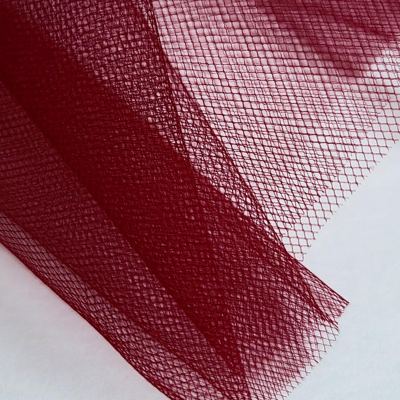 Berry Burgundy Fine Tulle fabric 300cm wide - Per metre - net suitable for underskirt, veil, pleating & ruching Manufactured in the UK image 5