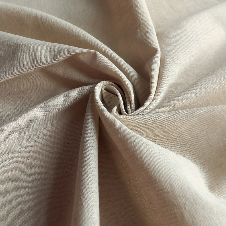 Plain Natural Woven Cotton Linen Mix Light Canvas Fabric, Beige Taupe Stone image 5
