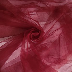 Berry Burgundy Fine Tulle fabric 300cm wide - Per metre - net suitable for underskirt, veil, pleating & ruching Manufactured in the UK image 3