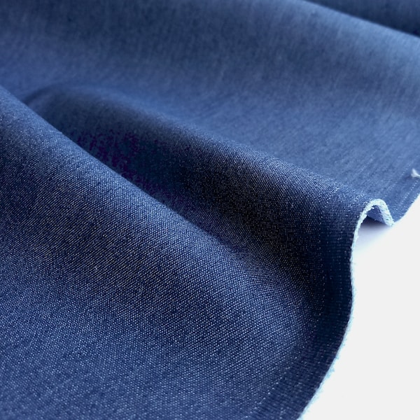 Stretch Denim Fabric Mid Blue Denim 145cm wide Cotton blend 7oz Weight