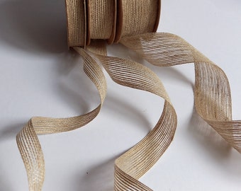 Burlap Ribbon Natural Hessian Jute Trim Neutral Beige Colour - 15mm 25mm or 40mm wide