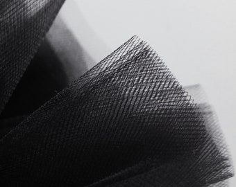 Black Fine Tulle fabric 300cm wide - sold by the metre - net suitable for prom, underskirt, veil, pleating & ruching Manufactured in the UK