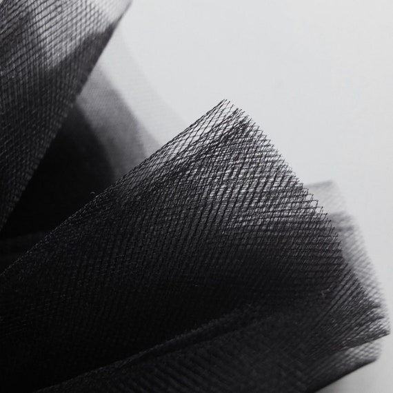 Black Fine Tulle fabric 300cm wide - sold by the metre - net suitable for prom, underskirt, veil, pleating & ruching Manufactured in the UK
