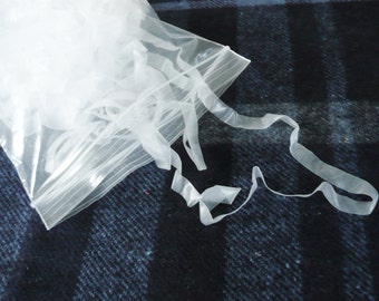 6mm framillon clear flat elastic great for lingerie, hanging loops 5m, 10m, 20m, 50m bags available (DRAWER)