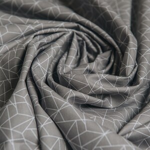 Grey &amp; White Geometric Origami Print on 100% Cotton Woven Poplin Fabric ...