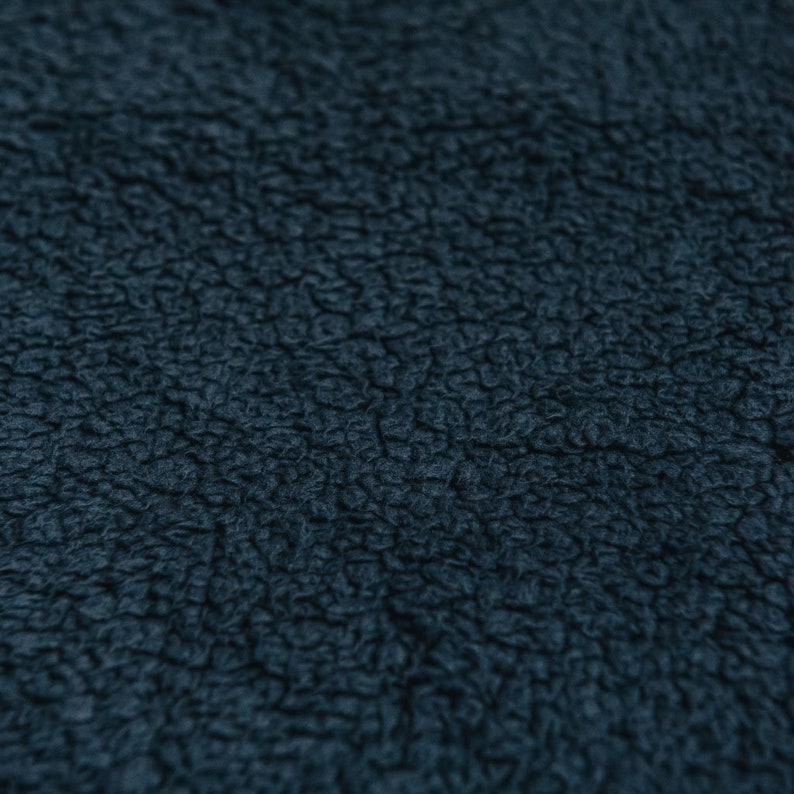 Navy Blue Coloured Luxury Sherpa Fleece Fabric Soft, Cuddly Texture 150cm wide image 2