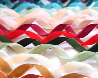 10 mm breites Samtband - 23 Farben, Meterware, 5 Meter, 10 Meter und ganze 45 m Meterware Rolle