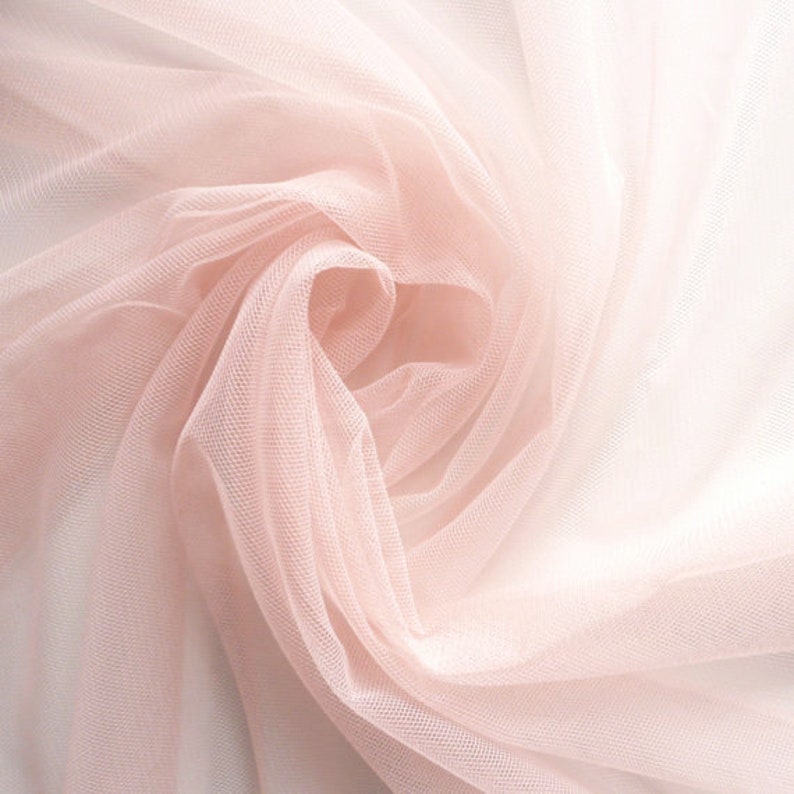 Blush Pastel Peach Soft Tulle Veiling Fabric 150cm wide Sold by the metre H2 image 4