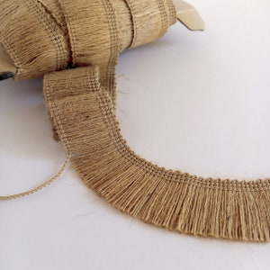 Hessian Fringe 30mm wide, Beige Natural Rustic Burlap Jute - PerMetre cut from the roll