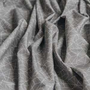 Grey &amp; White Geometric Origami Print on 100% Cotton Woven Poplin Fabric ...